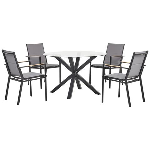 Set Da Pranzo Da Giardino 4 Posti Maletto /busseto Vetro Nero - Foto 2