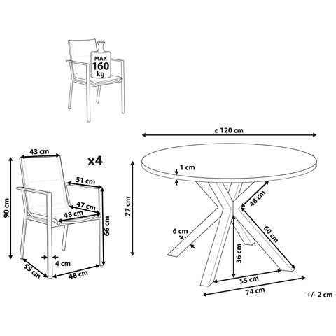 Set Da Pranzo Da Giardino 4 Posti Maletto /busseto Vetro Nero - Foto 6