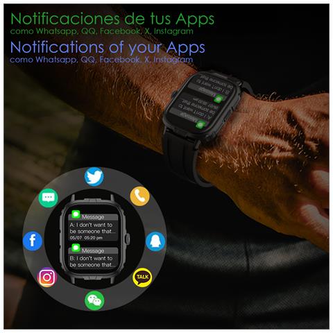 Smartwatch M106 Con Doppio Cinturino, Uno In Silicone E L'altro In Nylon. Notifiche Delle App, Monitoraggio Della Salute, Modalità Sportive. - Foto 7
