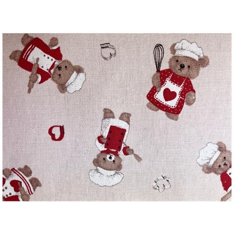 Tovaglia Per Salotto Cucina Tavolo 100% Cotone Made In Italy Orsetto Chef 140x360 Rosso - Foto 2