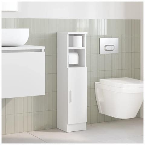 Mobile Da Bagno Con Portarotolo Bianco 20,5x22x90 Cm - Foto 3