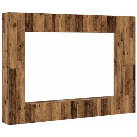 Set Mobile Tv 8 Pz Montato A Parete Legno Antico In Truciolato - Foto 2