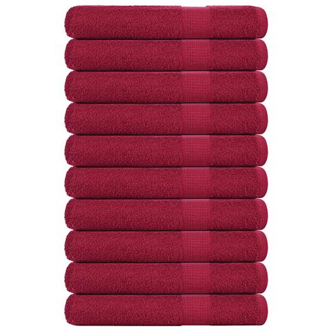 Asciugamani 10 Pz Bordeaux 100x200 Cm 360 G/m 100% Cotone - Foto 1