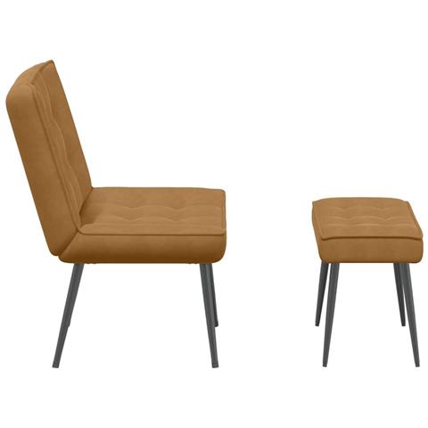 Poltrona Relax Con Poggiapiedi Marrone In Velluto - Foto 2