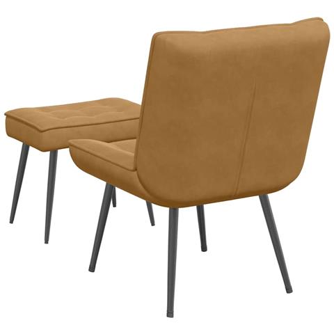 Poltrona Relax Con Poggiapiedi Marrone In Velluto - Foto 10