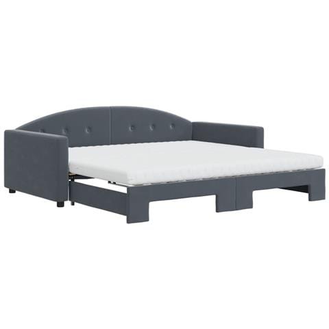 Divano Letto Estraibile Materassi Grigio Scuro 100x200 Velluto - Foto 2