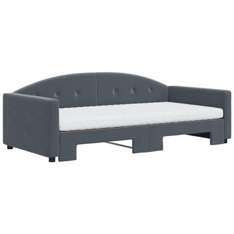 Divano Letto Estraibile Materassi Grigio Scuro 100x200 Velluto - Foto 3