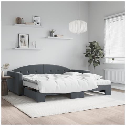 Divano Letto Estraibile Materassi Grigio Scuro 100x200 Velluto - Foto 1