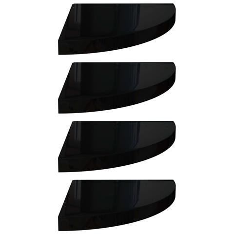 Scaffali Angolari A Parete 4 Pz Nero Lucido 35x35x3,8 Cm Mdf - Foto 1