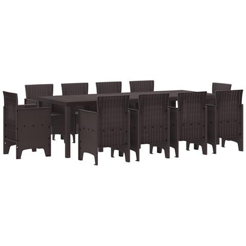 Set da Pranzo da Giardino da 11 Pezzi Marrone Polyrattan - Foto 1