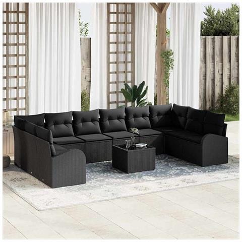 Set Divano Giardino con Cuscini Beige Polyrattan - Foto 2