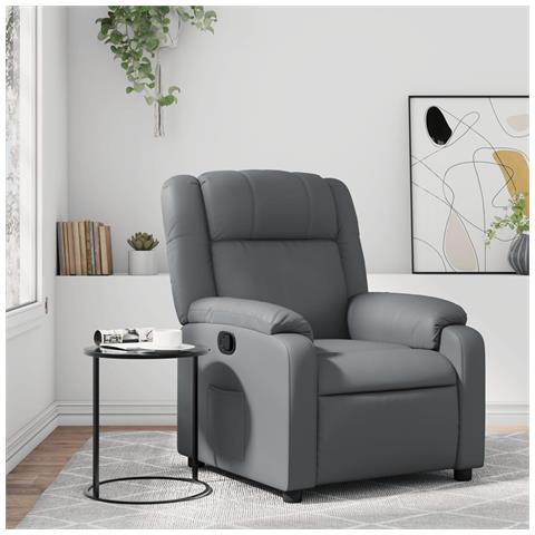 Poltrona Reclinabile Grigia in Similpelle - Foto 2