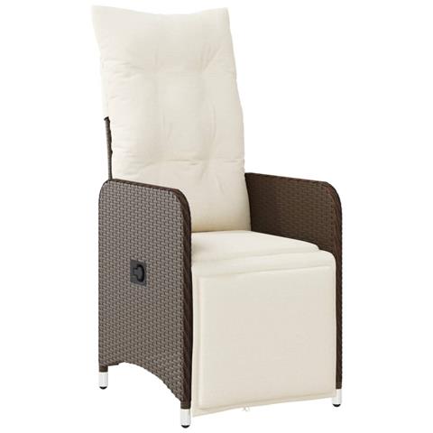 Sedia Reclinabile da Giardino con Cuscini Marrone in Polyrattan - Foto 1