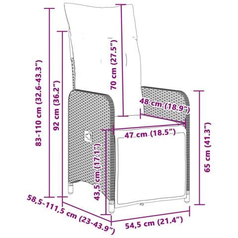 Sedia Reclinabile da Giardino con Cuscini Marrone in Polyrattan - Foto 9