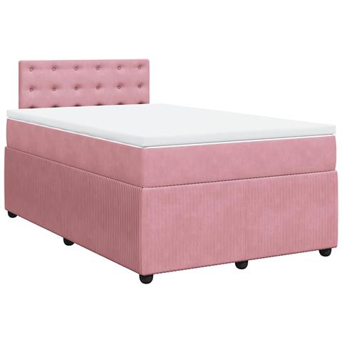 Giroletto a Molle con Materasso Rosa 120x190 cm in Velluto - Foto 1