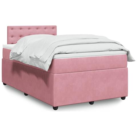 Giroletto a Molle con Materasso Rosa 120x190 cm in Velluto - Foto 2