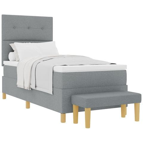 Letto a Rete con Materasso e Panchina Grigio Chiaro 90x200 cm Tessuto - Foto 1
