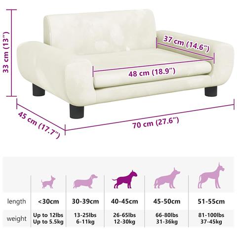 Lettino per Cani Crema 70x45x33 cm in Velluto - Foto 7