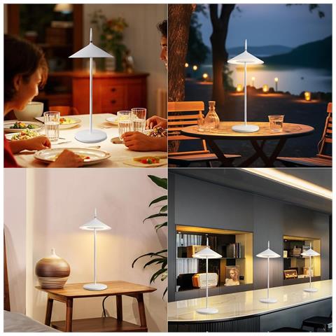 Lampada Da Tavolo A Led, Moderna, Ricaricabile, Dimmerabile Al Tocco, Per Esterni, Giardino - Foto 8