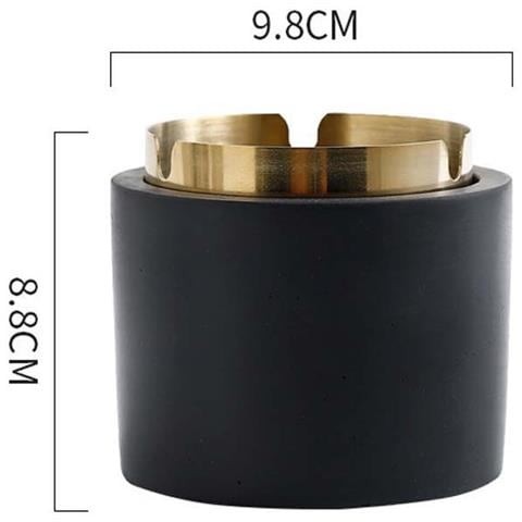 Posacenere Moderno In Cemento Con Inserto In Acciaio Inox - Stile Nordico - Foto 1