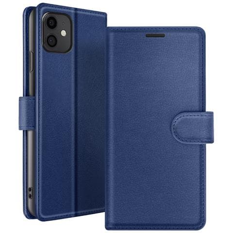 Custodia A Portafoglio Per Iphone 11 Con Supporto E Linguetta Magnetica, Blu Scuro - Foto 1