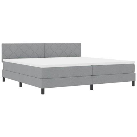 Letto a molle con materasso Grigio chiaro 200 x 200 cm Tessuto - Foto 1