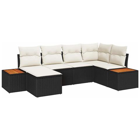 Set Divano da Giardino 6 pcs Nero e crema 264 x 154 x 85 cm - Foto 1
