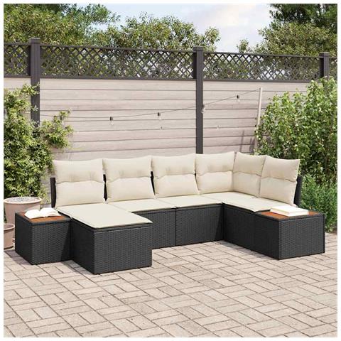 Set Divano da Giardino 6 pcs Nero e crema 264 x 154 x 85 cm - Foto 2
