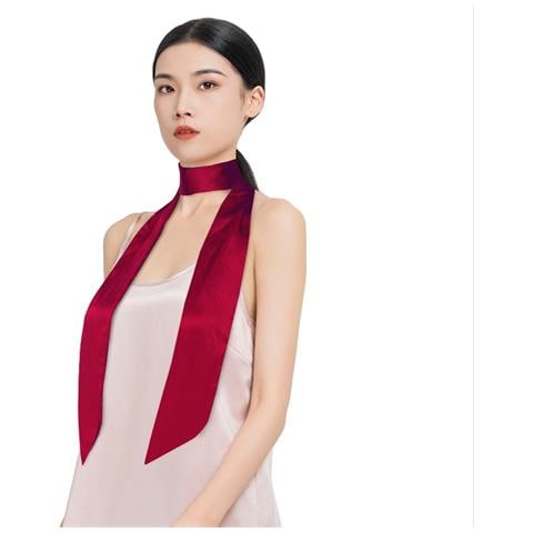 Elegante Sciarpa Lunga In Pura Seta Di Gelso Al 100% - Accessorio Di Moda Versatile Red - Foto 1