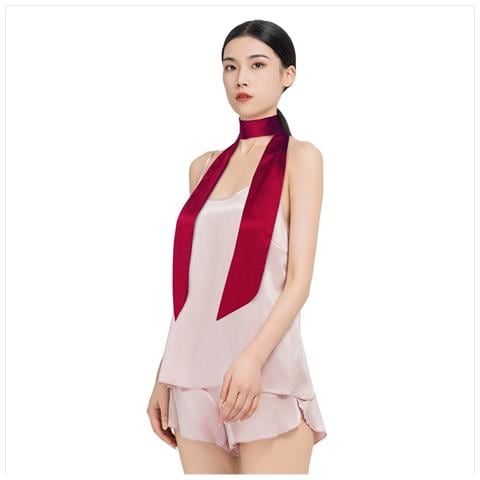 Elegante Sciarpa Lunga In Pura Seta Di Gelso Al 100% - Accessorio Di Moda Versatile Red - Foto 2