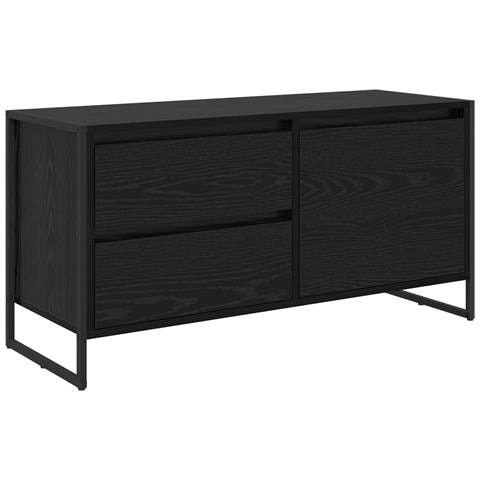 Mobile TV Rovere Nero 100 x 36 x 49.5 cm Legno multistrato - Foto 1