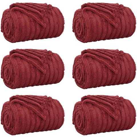 Coperte da Pile 6 pcs Rosso Bordeaux 240 x 220 cm Panno - Foto 1