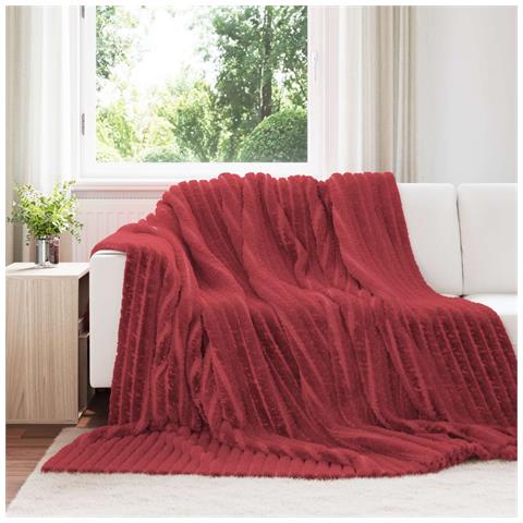 Coperte da Pile 6 pcs Rosso Bordeaux 240 x 220 cm Panno - Foto 2