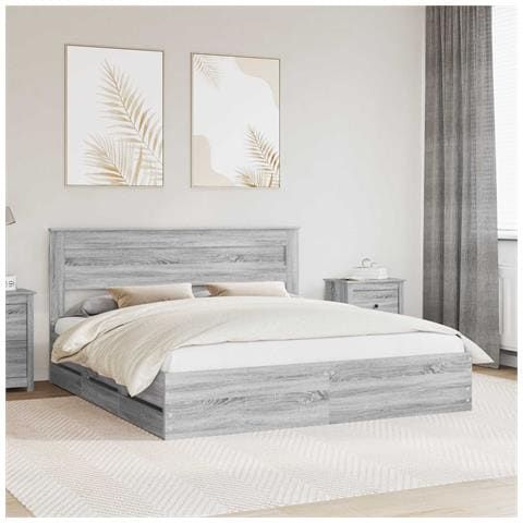 Struttura del letto con cassetto Grigio Sonoma 200 x 200 cm - Foto 2