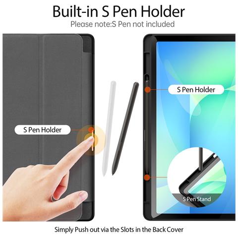 Cover per Galaxy Tab S10 FE+ - Pelle /PU, Nero - Foto 2