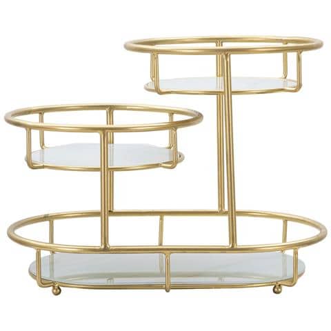 Espositore Svuotatasche 3 Livelli In Ferro Dorato E Vetro 36x22,5x27 Cm - Foto 1
