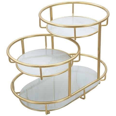 Espositore Svuotatasche 3 Livelli In Ferro Dorato E Vetro 36x22,5x27 Cm - Foto 2
