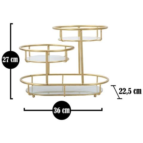 Espositore Svuotatasche 3 Livelli In Ferro Dorato E Vetro 36x22,5x27 Cm - Foto 6