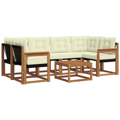 Set di divani da esterno con cuscino 7 pcs Naturale e Crema - Foto 1