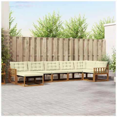 Set di divani da esterno con cuscino 21 pcs Naturale e Crema - Foto 2