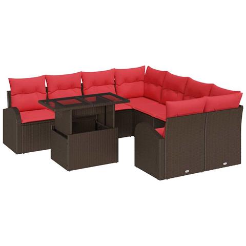 Set Divano da Giardino 9 pcs Marrone polyrattan - Foto 1