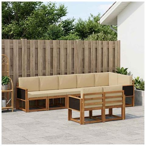 Set di divani da esterno 8 pcs Naturale e Beige Poliestere - Foto 2