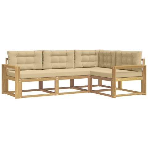 Set di divani da esterno 3 pcs Bianco e Beige Poliestere - Foto 1
