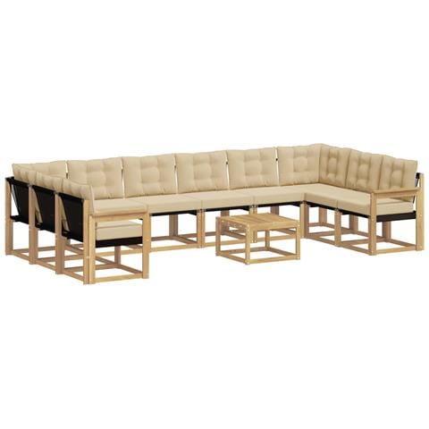 Set di divani da esterno con cuscino 11 pcs Bianco e Beige - Foto 1