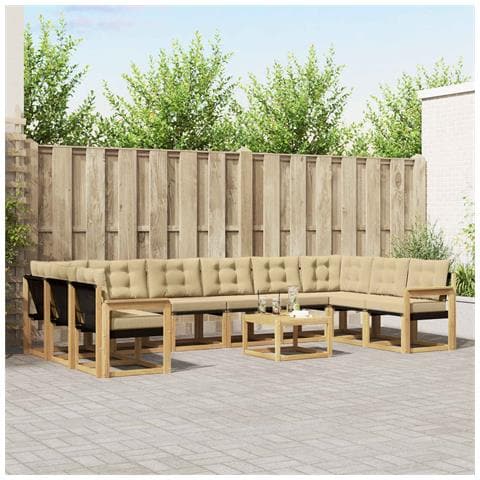 Set di divani da esterno con cuscino 11 pcs Bianco e Beige - Foto 2