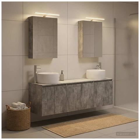Set di Armadi da Bagno 5 pcs Grigio Cemento - Foto 2