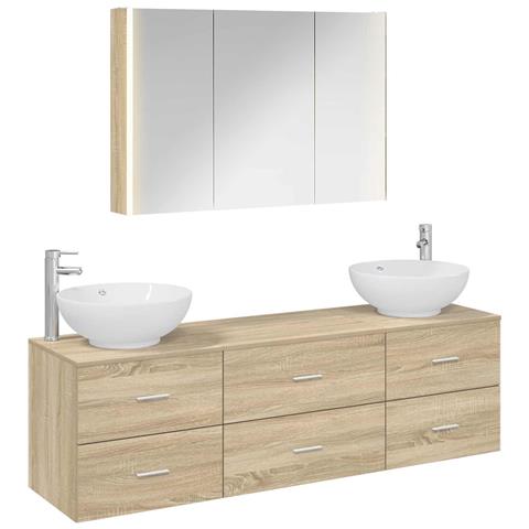 Set di mobili per il bagno 4 pcs Rovere Sonoma - Foto 1