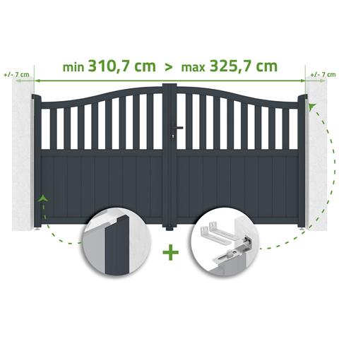 Cancello a battente regolabile, larghezza 3 m, MEIJE, altezza 160 cm, alluminio grigio - Foto 1