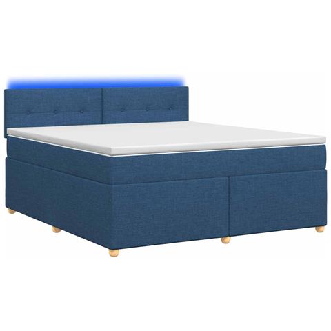 Letto box spring con materasso Blu 160 x 200 cm Tessuto - Foto 1
