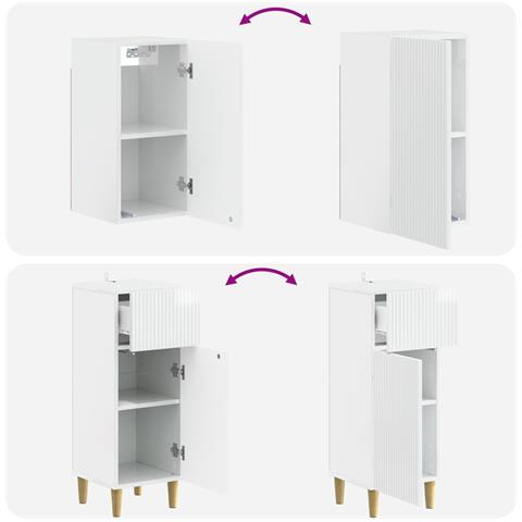 Set di armadietti da bagno in 3 pezzi ARNHEM Bianco Lucido - Foto 2